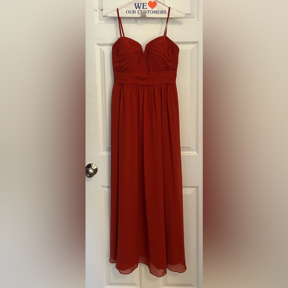 Azazie Spaghetti Strap Dress Red/Rust/Terracotta/Bridesmaid
